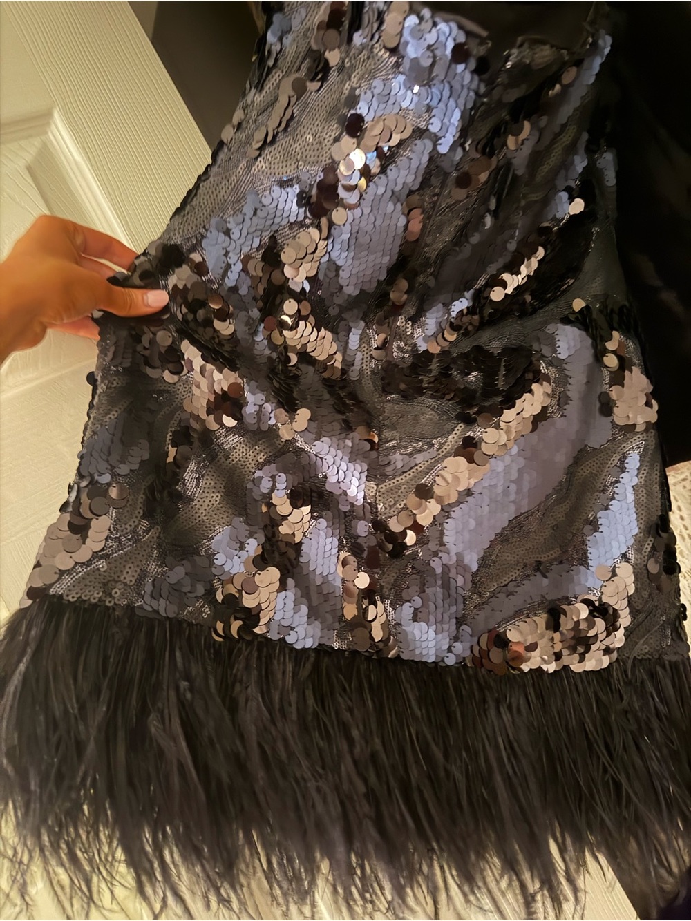 Black Sequin Fringe Mini Dress - Picture 4 of 5